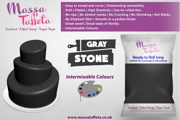 Stone Gray | Massa Taffeta | Fondant | Sugarpaste | Ready Rolled Icing | Cake Craft 
