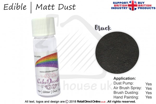 Black | Matt Dust | Petal Dust | Edible | 25 Gram Pot | Cake Decorating Craft