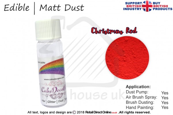 Christmas Red | Matt Dust | Petal Dust | Edible | 25 Gram Pot | Cake Decorating Craft
