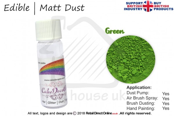 Spring Green | Matt Dust | Petal Dust | Edible | 25 Gram Pot | Cake Decorating Craft