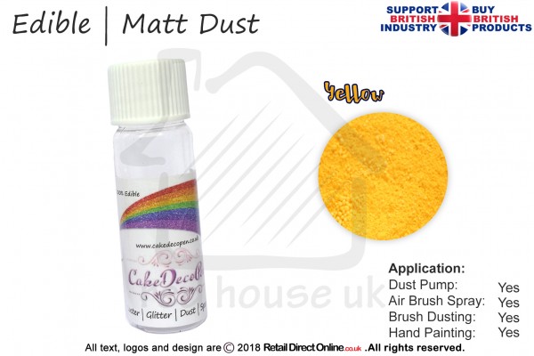Yellow | Matt Dust | Petal Dust | Edible | 25 Gram Pot | Cake Decorating Craft