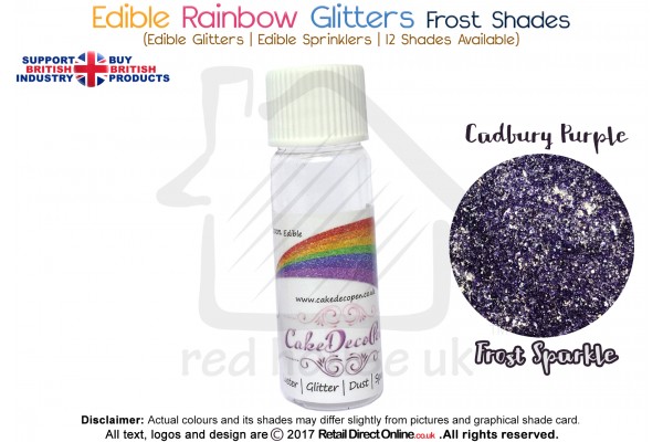 Cadbury Purple | Rainbow Glitter | Frost Shade | 100 % Edible | Cake Decorating Craft | 8 Grams