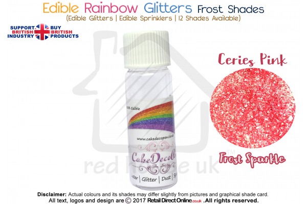 Cerise Pink | Rainbow Glitter | Frost Shade | 100 % Edible | Cake Decorating Craft | 8 Grams