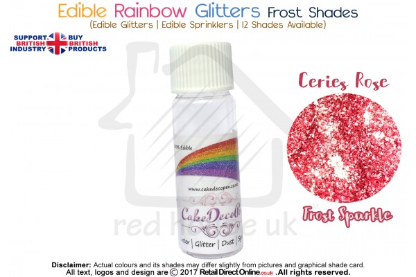 Cerise Rose | Rainbow Glitter | Frost Shade | 100 % Edible | Cake Decorating Craft | 8 Grams