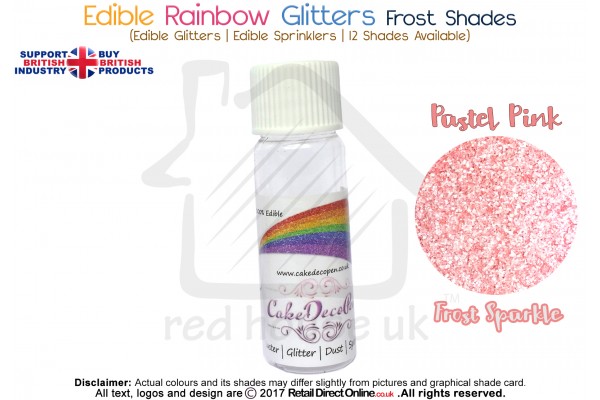 Pastel Pink | Rainbow Glitter | Frost Shade | 100 % Edible | Cake Decorating Craft | 8 Grams