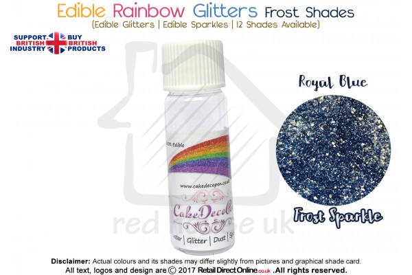 Royal Blue | Rainbow Glitter | Frost Shade | 100 % Edible | Cake Decorating Craft | 8 Grams
