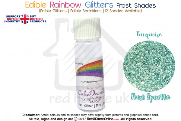 Turquoise | Rainbow Glitter | Frost Shade | 100 % Edible | Cake Decorating Craft | 8 Grams