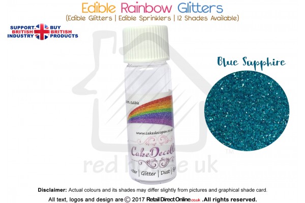 Blue Sapphire | Rainbow Glitter | Sprinklers | 100 % Edible | Cake Decorating Craft | 8 Grams
