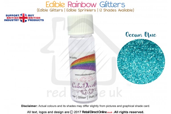 Ocean Blue | Rainbow Glitter | Sprinklers | 100 % Edible | Cake Decorating Craft | 8 Grams