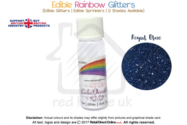Royal Blue | Rainbow Glitter | Sprinklers | 100 % Edible | Cake Decorating Craft | 8 Grams