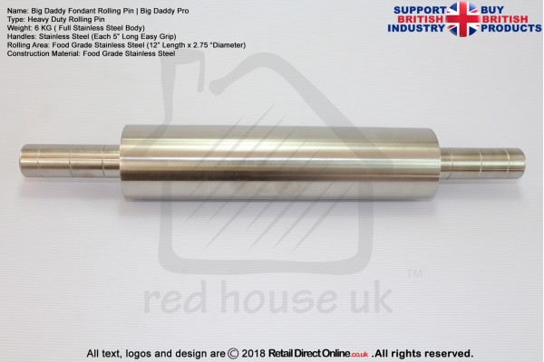 Rolling Pin 12"  | Heavy Duty Professional Quality | The Big Daddy | King of all Rolling Pins | Cake Decorating Craft Tools | Fondant and Gumpaste 