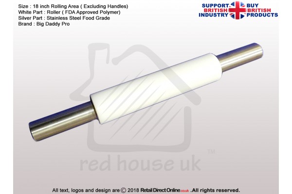 Rolling Pin 18"  | Heavy Duty Professional Quality | The Big Daddy | King of all Rolling Pins | Cake Decorating Craft Tools | Fondant and Gumpaste 