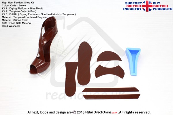 High Heel Fondant Shoe Kit | Gum Paste | Cake Decorating Craft Topper | Brown