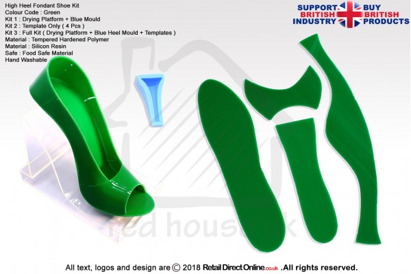 High Heel Fondant Shoe Kit | Gum Paste | Cake Decorating Craft Topper | Green