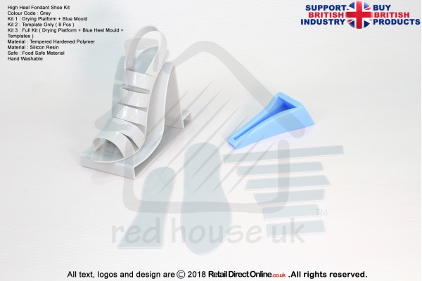 High Heel Fondant Shoe Kit | Gum Paste | Cake Decorating Craft Topper | Grey
