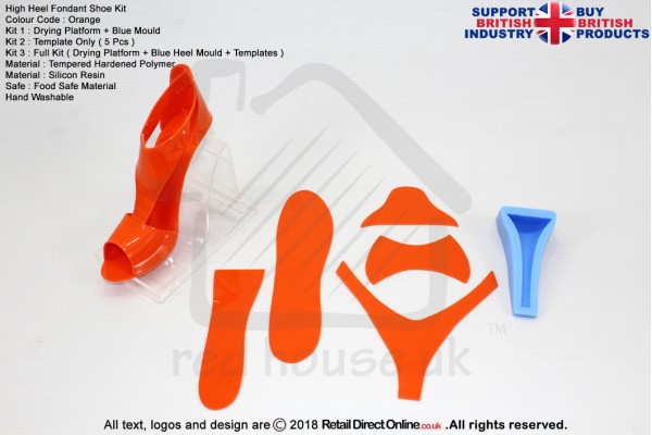 High Heel Fondant Shoe Kit | Gum Paste | Cake Decorating Craft Topper | Orange