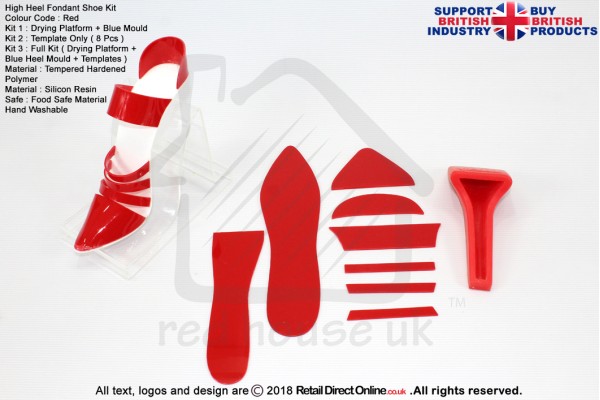High Heel Fondant Shoe Kit | Gum Paste | Cake Decorating Craft Topper | Red