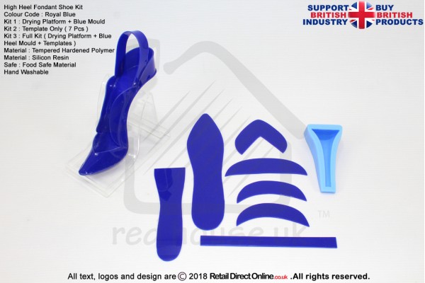 High Heel Fondant Shoe Kit | Gum Paste | Cake Decorating Craft Topper | Royal Blue