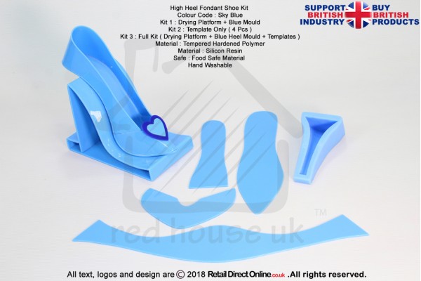 High Heel Fondant Shoe Kit | Gum Paste | Cake Decorating Craft Topper | Sky Blue