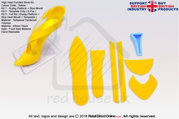 High Heel Fondant Shoe Kit | Gum Paste | Cake Decorating Craft Topper | Yellow