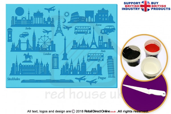 Europe Skyline | Silhouette Cake Design Starter Kits | Cupcake Cookies Cake Decorating Craft Tool