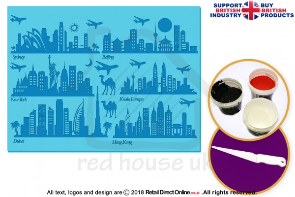 International Skyline | Silhouette Cake Design Starter Kits | Cupcake Cookies Cake Decorating Craft Tool