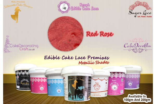 Red Rose Colour | Silhouette Cake Design Premixes | Metallic Shade | 100 Grams