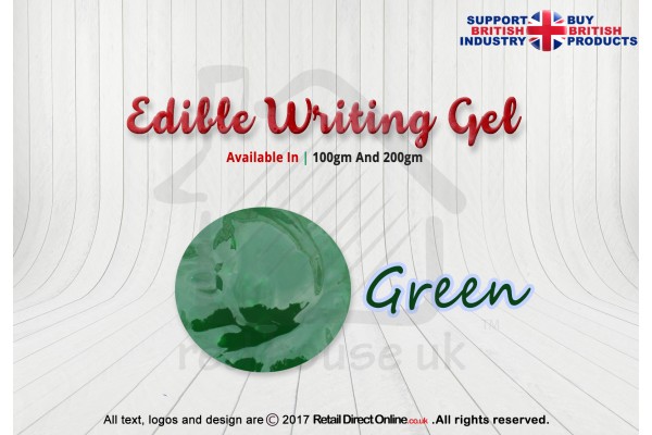 Cake Decorating Craft | Piping And Writing Gel | Edible | Green With Silver Sparkle