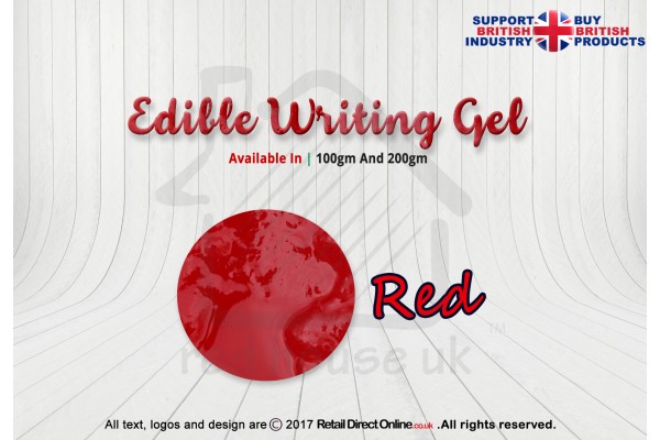 Cake Decorating Craft | Piping And Writing Gel | Edible | Red With Gold Sparkle