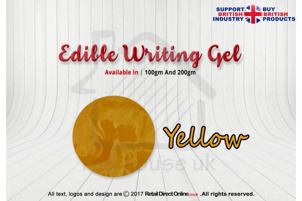 Cake Decorating Craft | Piping And Writing Gel | Yellow With Gold Sparkle