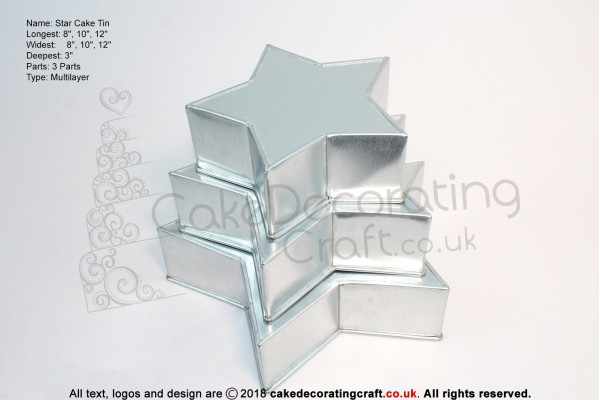 Star Cake Baking Tin | 5 Points | 3" Deep | Size 8 10 12 " | 3 Tiers | Hand Made