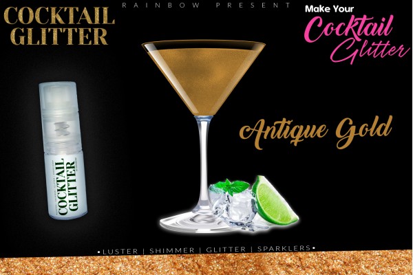 Glitzy Cocktail Glitter and Sparkling Effect | Edible | Antique Gold 