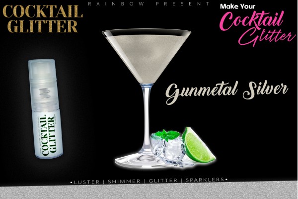 Glitzy Cocktail Glitter and Sparkling Effect | Edible | Gunmetal Silver