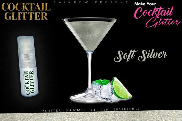 Glitzy Cocktail Glitter and Sparkling Effect | Edible | Soft Silver