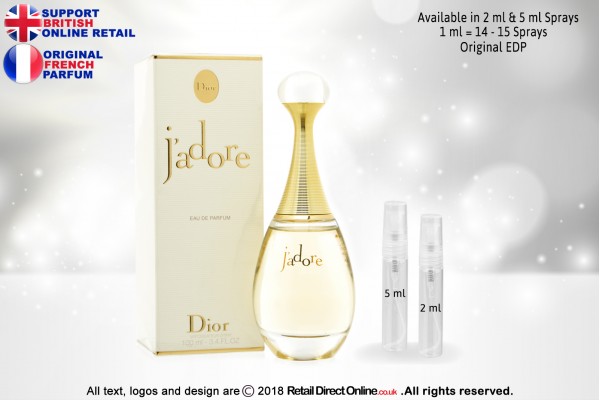 Jadore by Miss Dior ( Original) | Eau de Parfum | 5 ML | Atomiser Spray Sample Tester Glass Bottle | Perfume