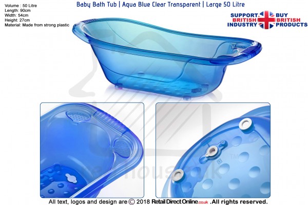Baby Bath Tub Kids Infant Shower Bath Tub | Blue | 50 L Large Plastic 