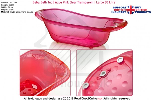 Baby Bath Tub Kids Infant Shower Bath Tub | Pink | 50 L Large Plastic 