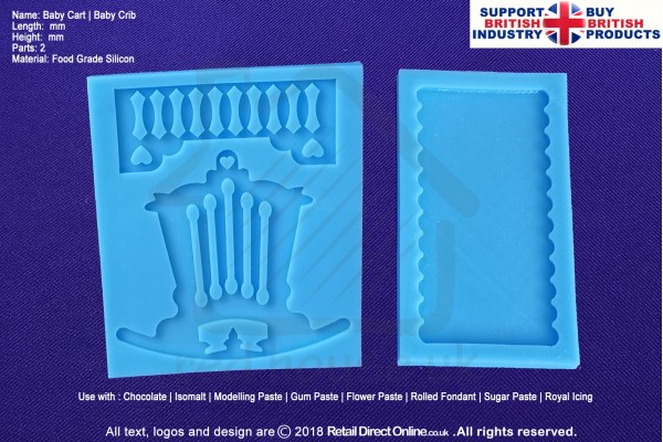 Baby Cart | Baby Crib | Silicone Molds | Silicone Moulds | For Gumpaste Sugarpaste Fondant Modelling Paste | Cake and Cupcake Decorating Craft Tool