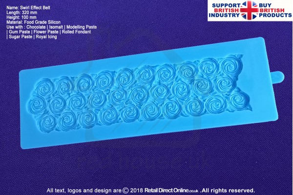 Swirl Effect Belt | Silicone Molds | Silicone Moulds | For Gumpaste Sugarpaste Fondant Modelling Paste | Cake and Cupcake Decorating Craft Tool